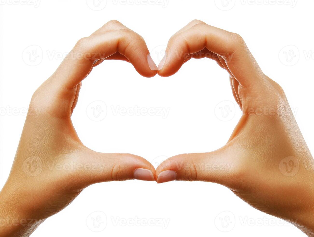Hand gesture forming a heart shape in a minimalist setting photo