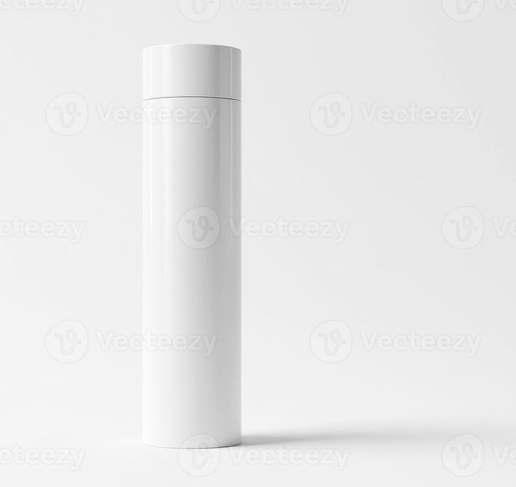 High-quality white thermos standing on a light background photo