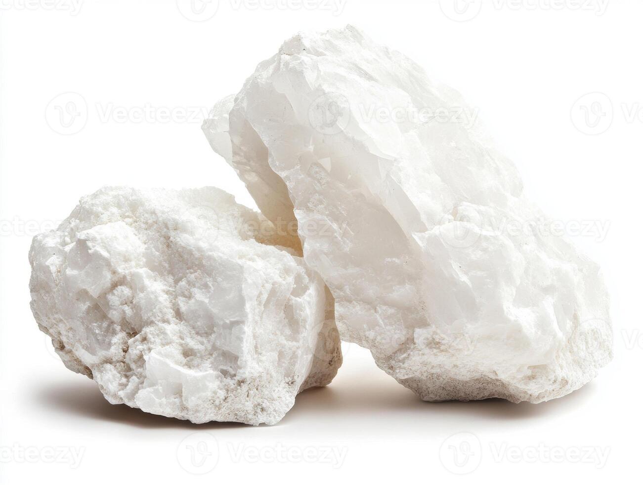 White mineral rocks displaying natural textures and shapes photo