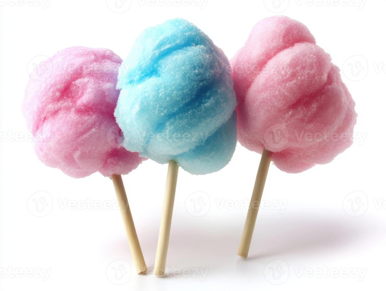 Colorful cotton candy displayed on sticks at a fair photo