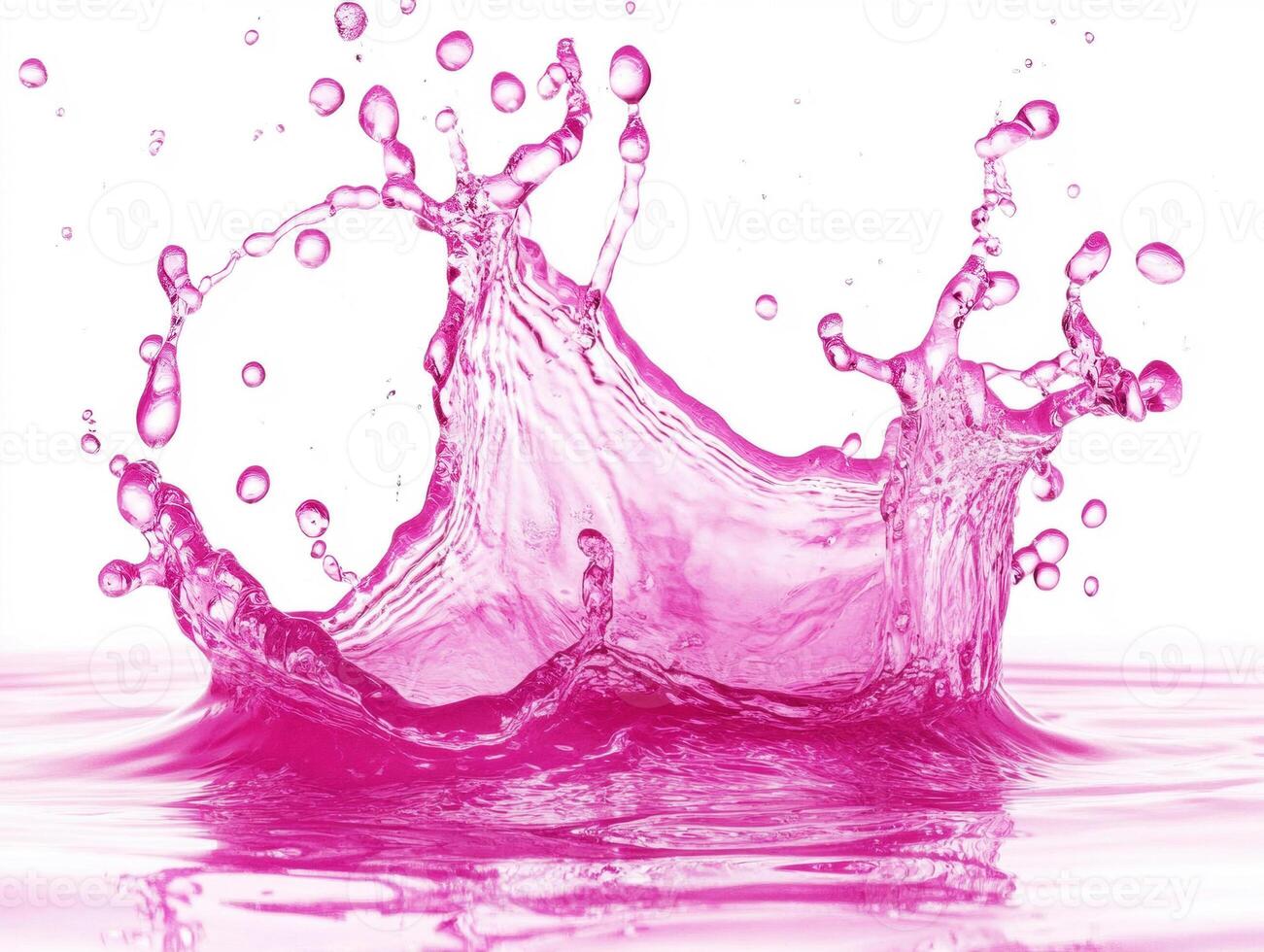 Vibrant pink water splash creating dynamic shapes and droplets photo