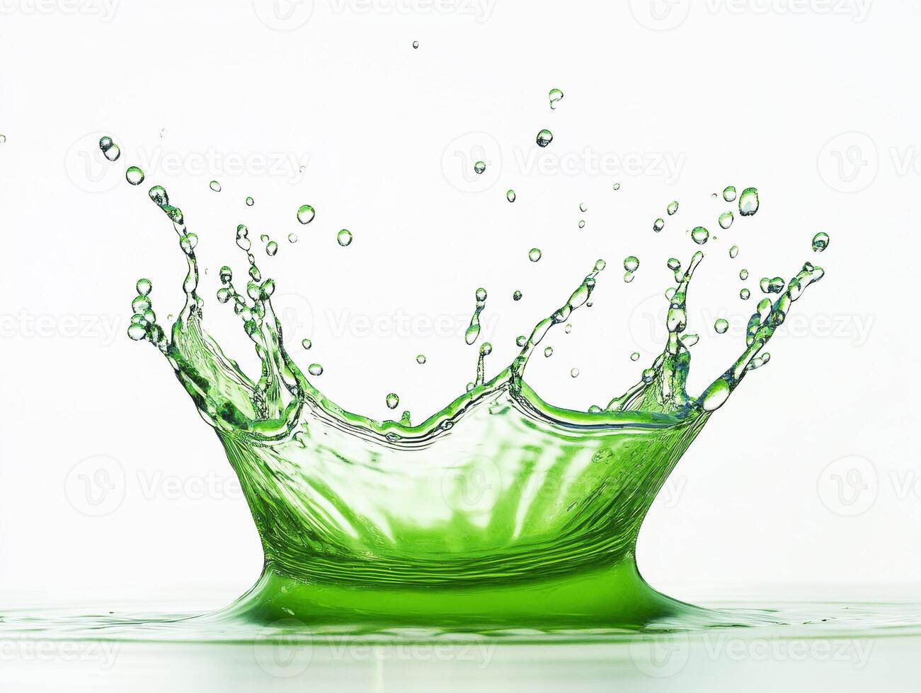 Green splash forms vibrant pattern in still water photo