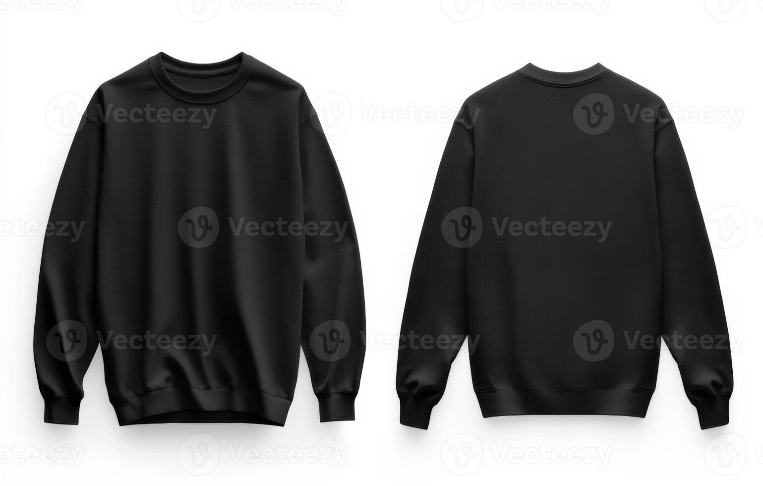 Black sweatshirt displayed from front and back views photo