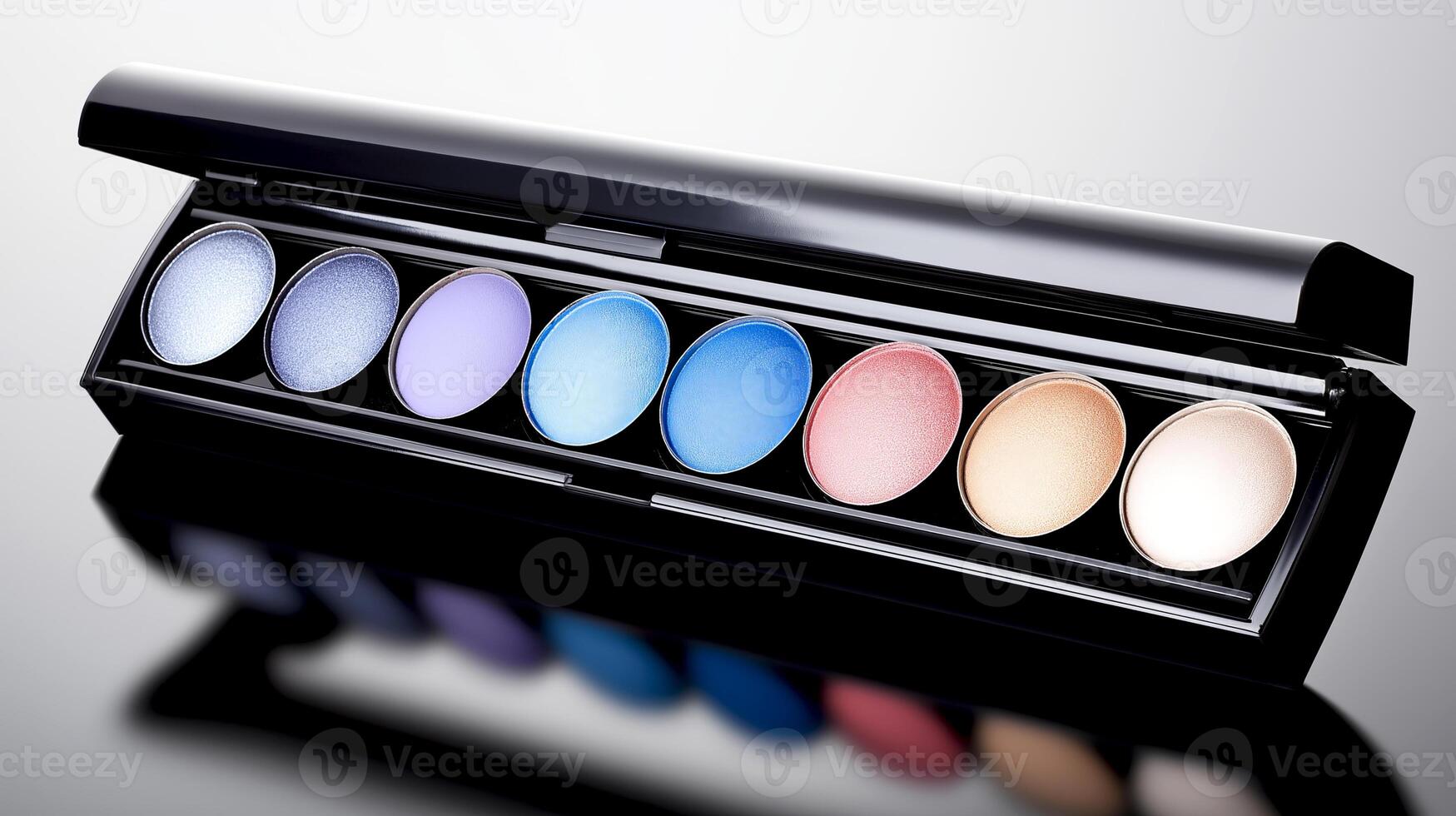 Gradient eyeshadow palette with soft blue and lavender shades featuring a creamy metallic finish for vibrant looks. gradient eyeshadow palette in soft blue and lavender shades with metallic finish photo