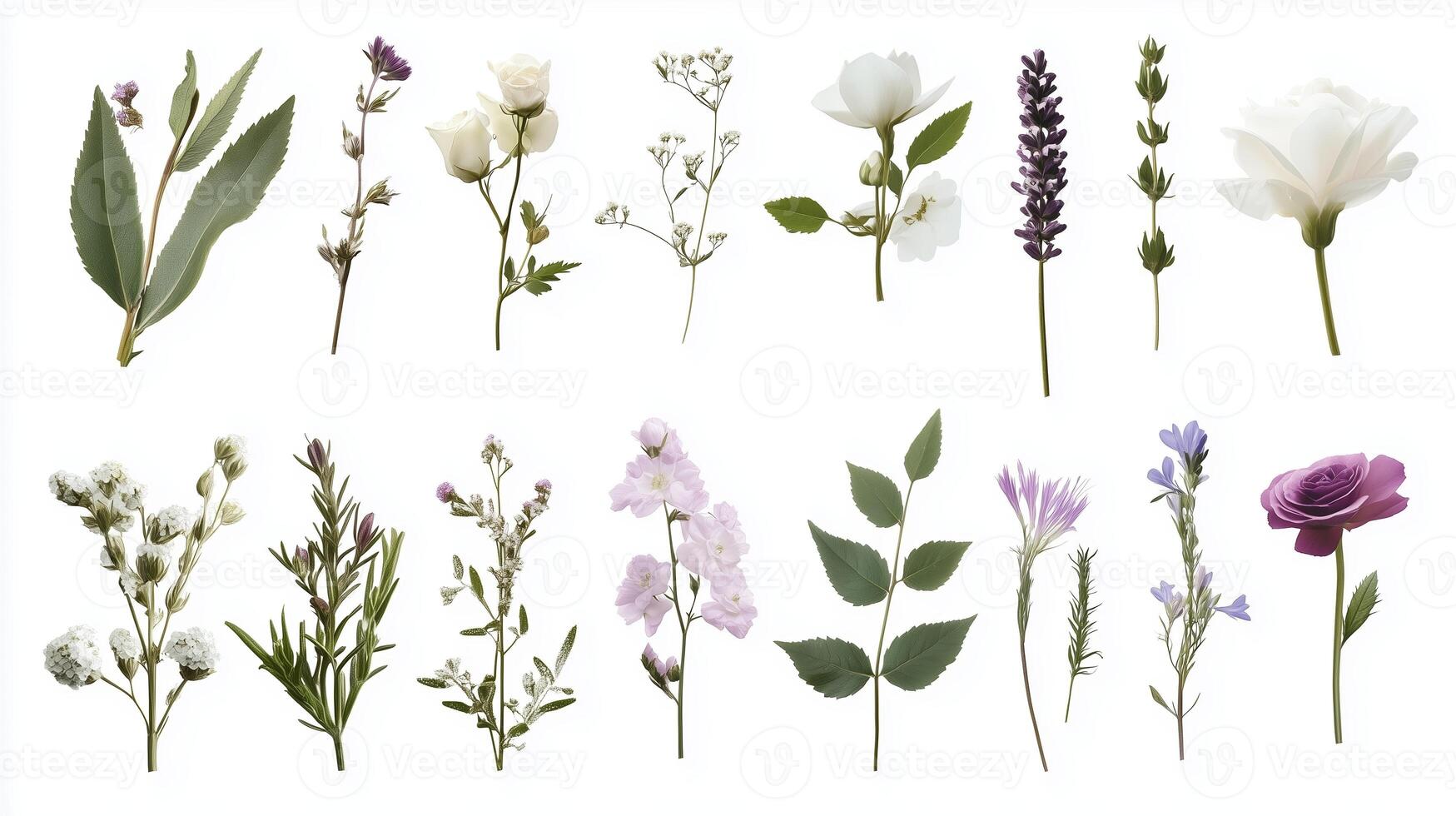 Collection of fresh flowers displayed artistically for decorative purposes in a light, airy setting photo