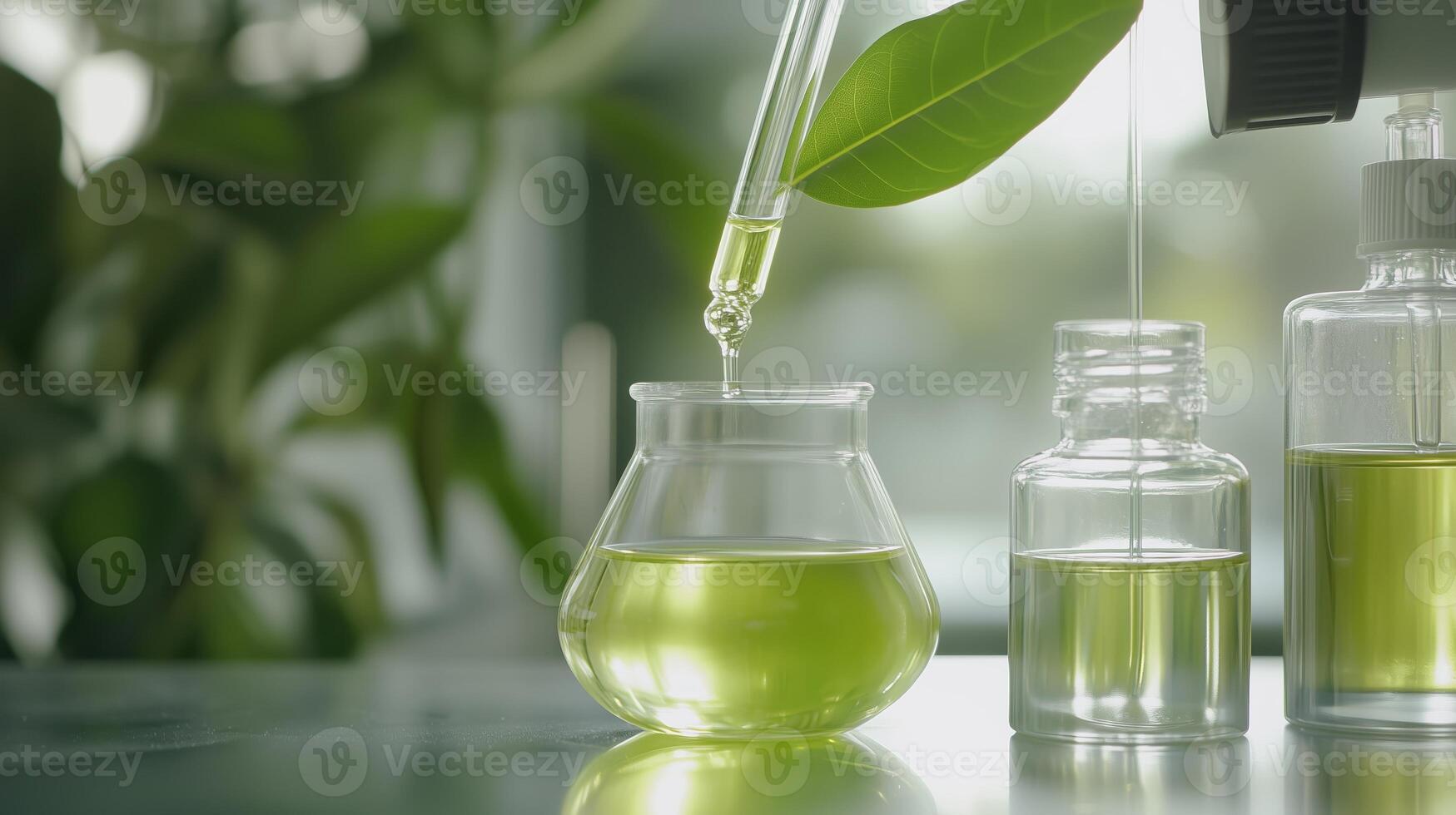 Experimenting with natural extracts in a laboratory setting during daylight hours photo