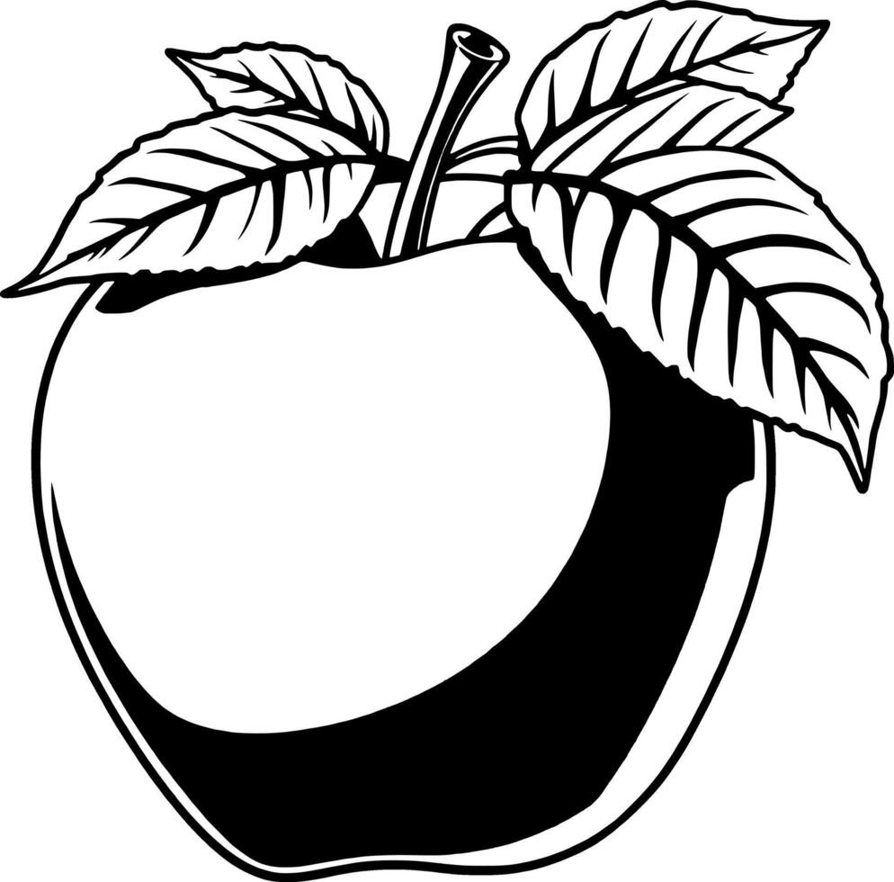 A Shiny Red Apple with Two Vivid Green Leaves vector
