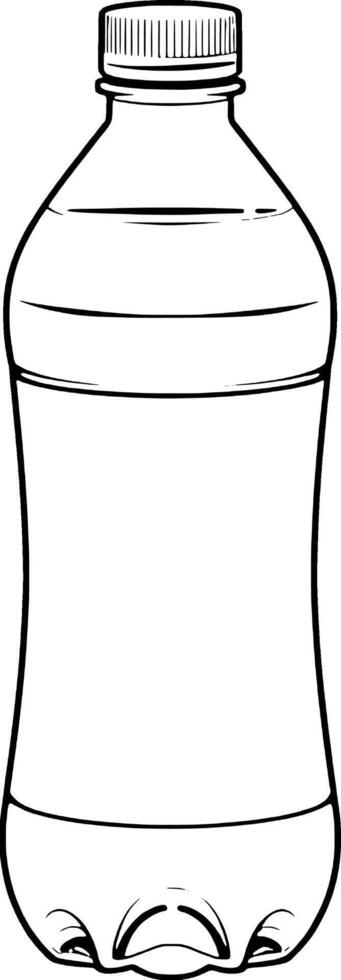 Line Drawing Of A Plastic Bottle With Blank Label vector