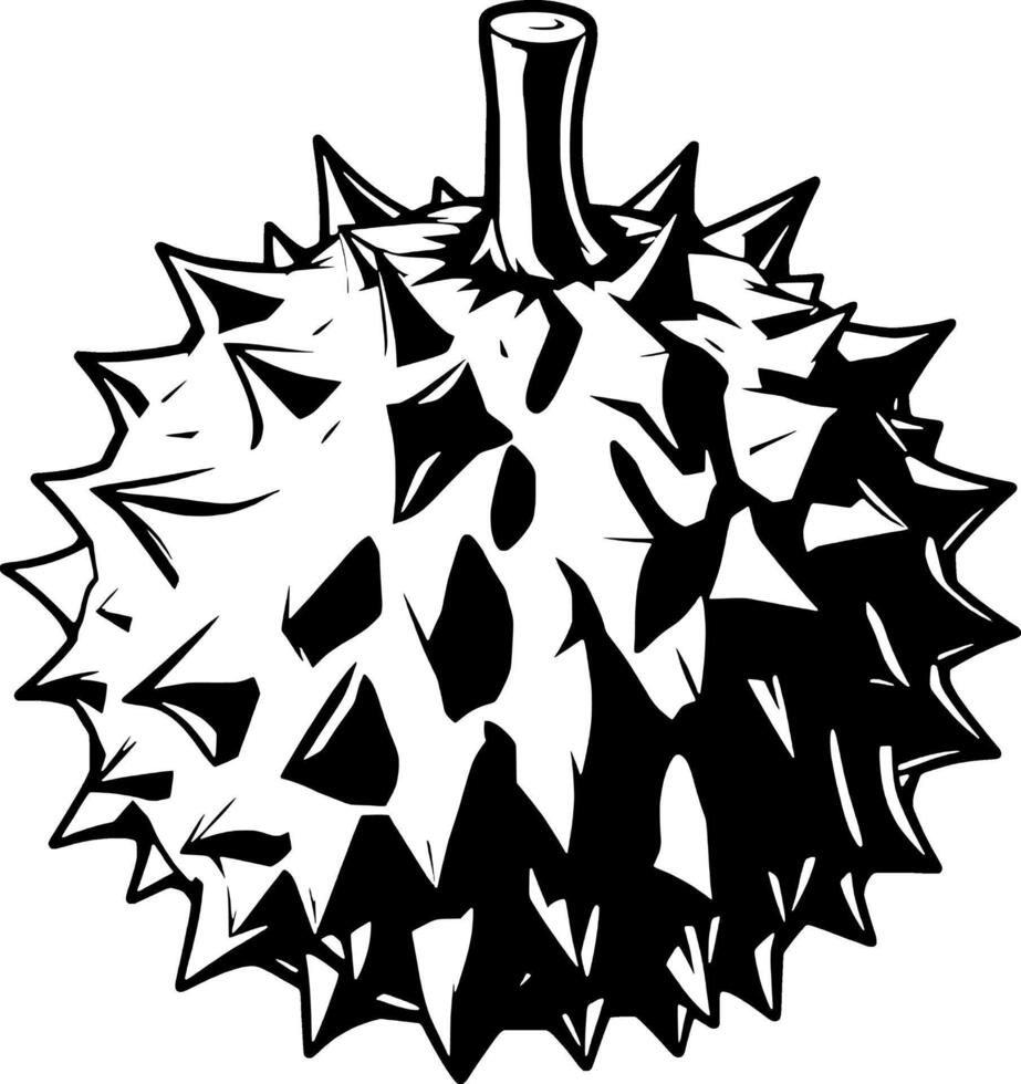 Stylized Monochrome Illustration Of A Spiky Durian Fruit vector