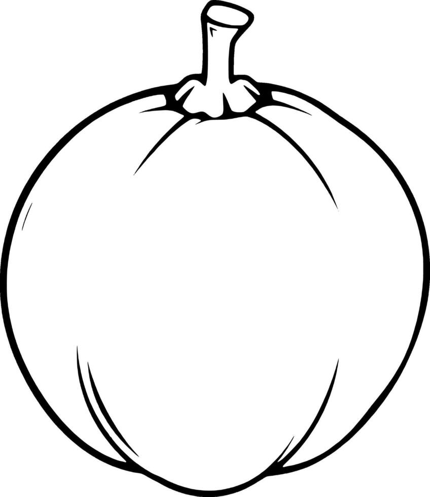 Simple Line Drawing Of A Round Stemmed Pumpkin vector