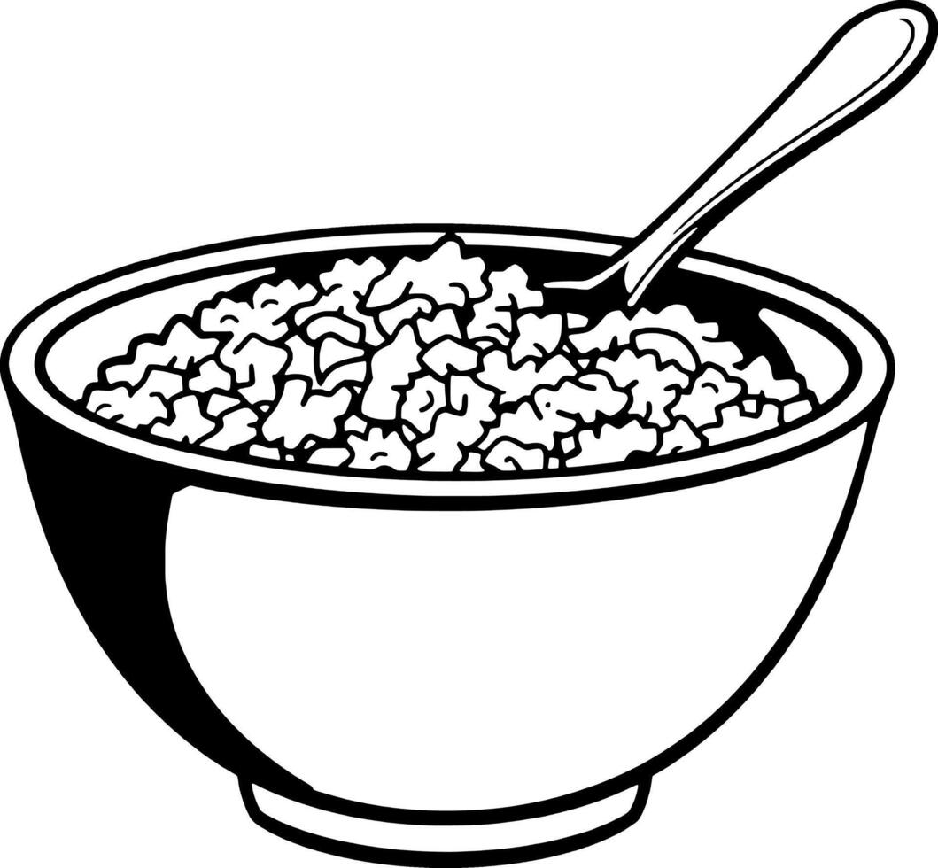 A Bowl Of Granola With A Spoon Ready For Breakfast vector