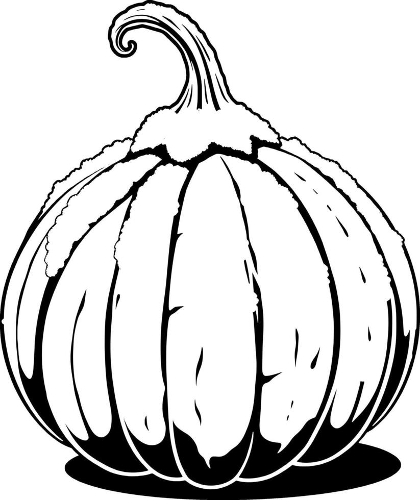 A Detailed Line Drawing Of A Snow-Covered Pumpkin vector