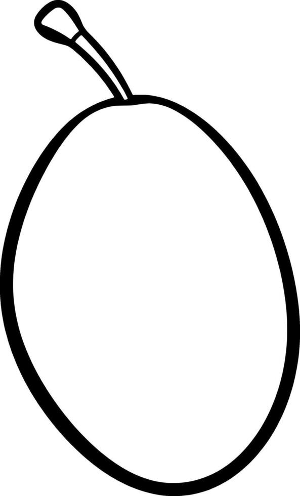 Simple Line Drawing Of A Single Plum Fruit Illustration vector