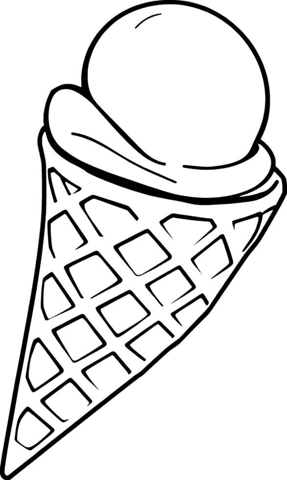 Single Scoop Of Ice Cream In A Waffle Cone Illustration vector
