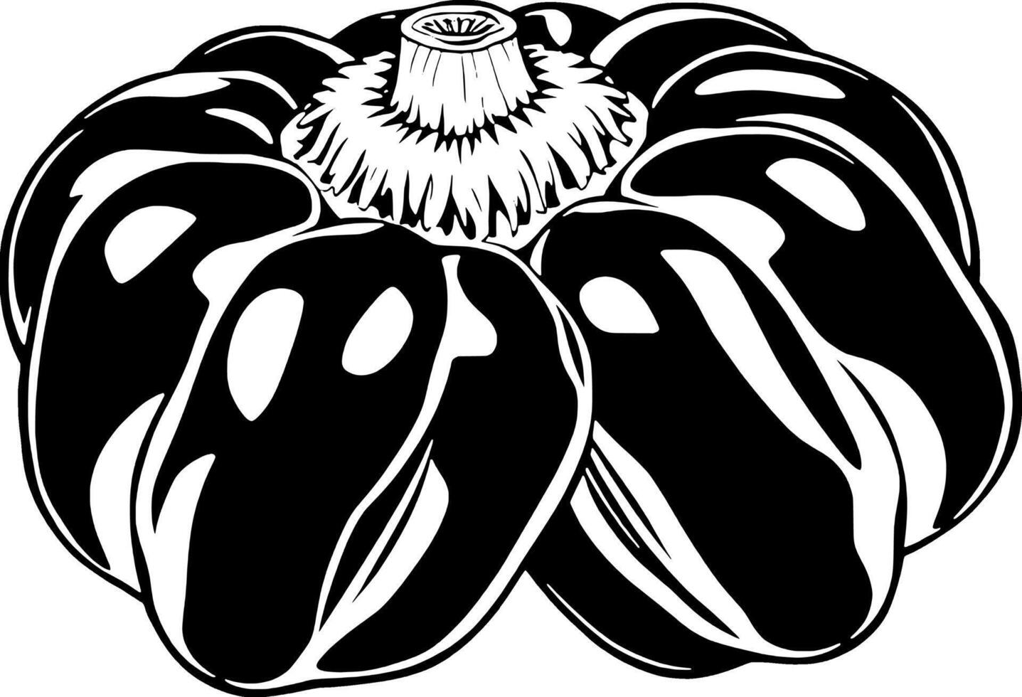 Bold Black And White Illustration Of A Single Bell Pepper vector
