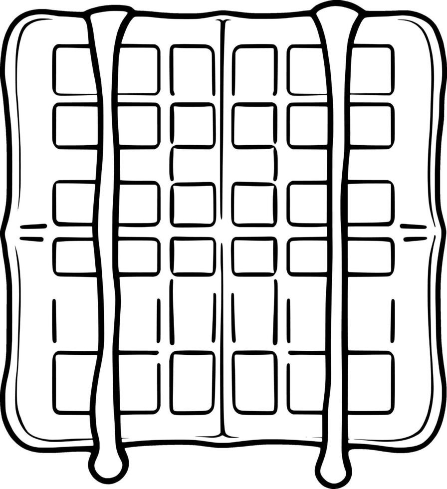 Simple Line Drawing Of A Waffle Iron With Batter Pouring vector
