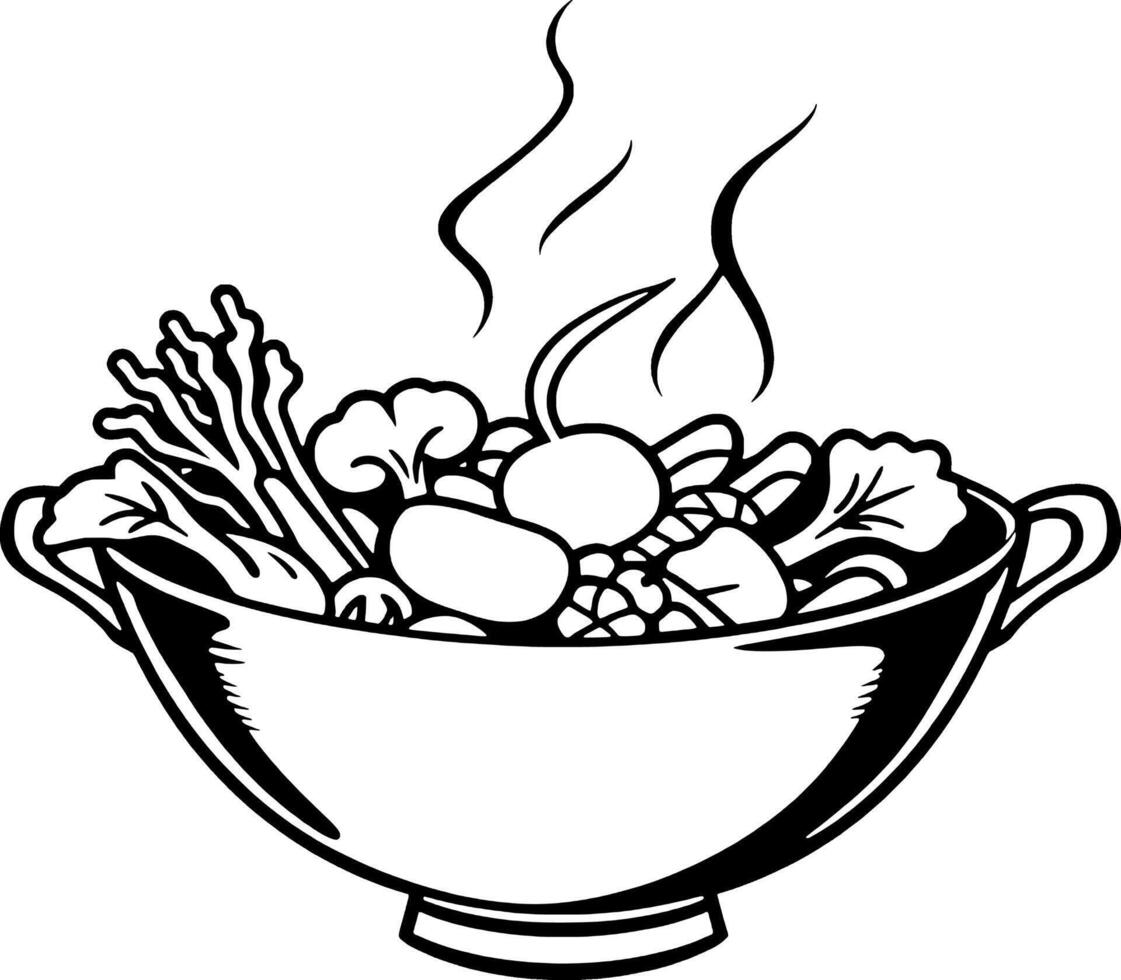 Steaming Bowl of Assorted Fresh Vegetables Ready For Cooking vector