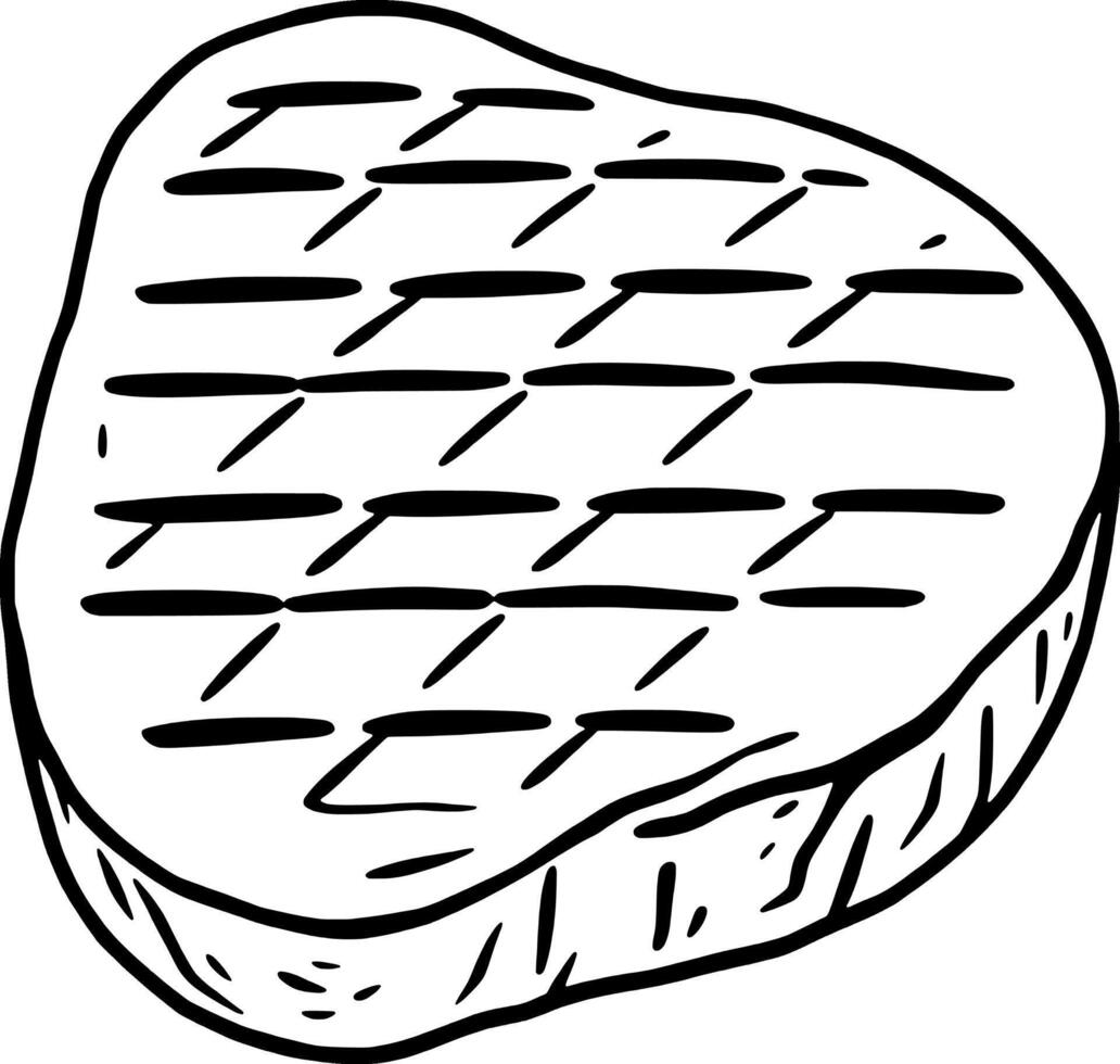Grilled Steak A Delicious Hand-Drawn Illustration Of A Perfectly Cooked Beef Steak vector