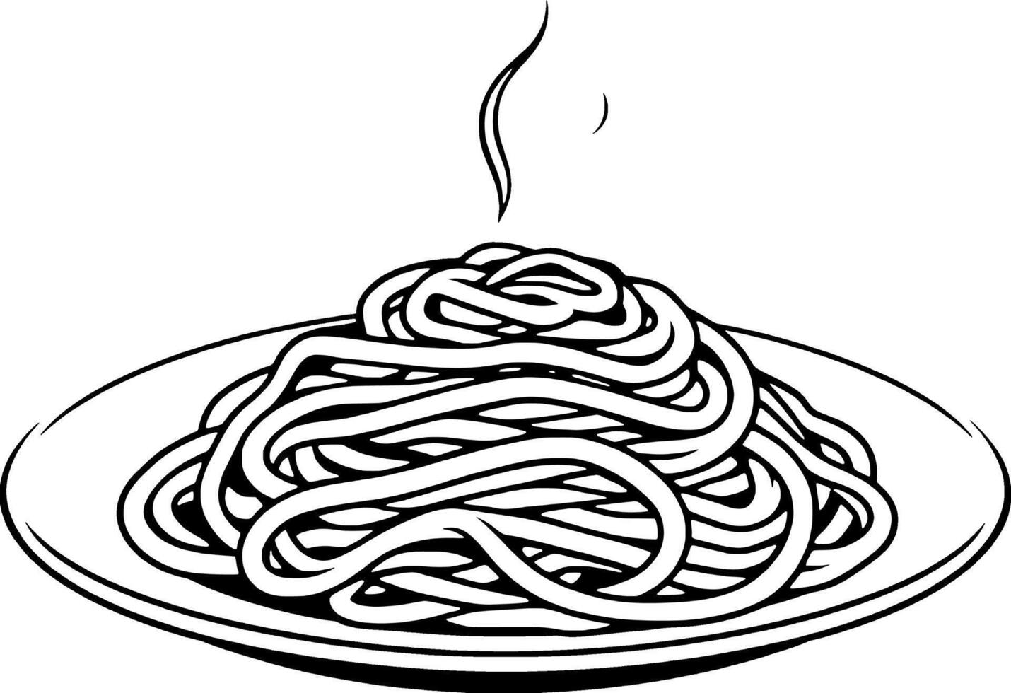 A Delicious Plate Of Steaming Spaghetti Ready To Eat vector