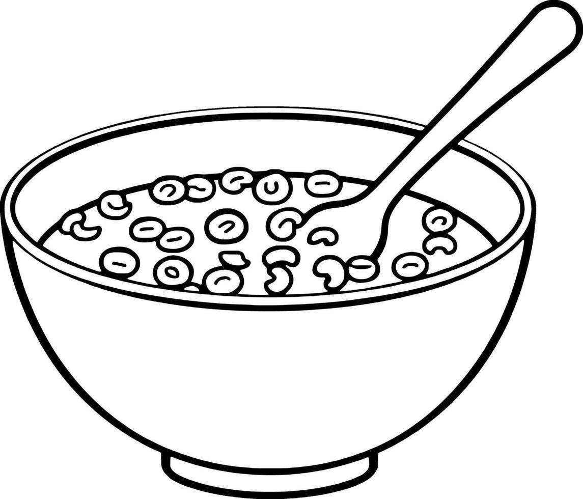 A Bowl Of Cereal Ready For Breakfast Spoon Included vector