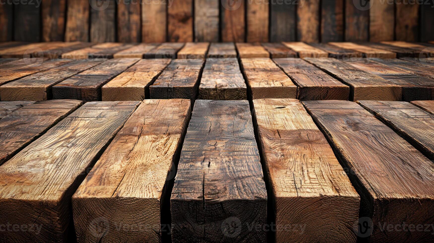 close up view of wooden planks arranged rustic pattern, showcasing natural textures and earthy tones, symbolizing sustainable and eco friendly photo