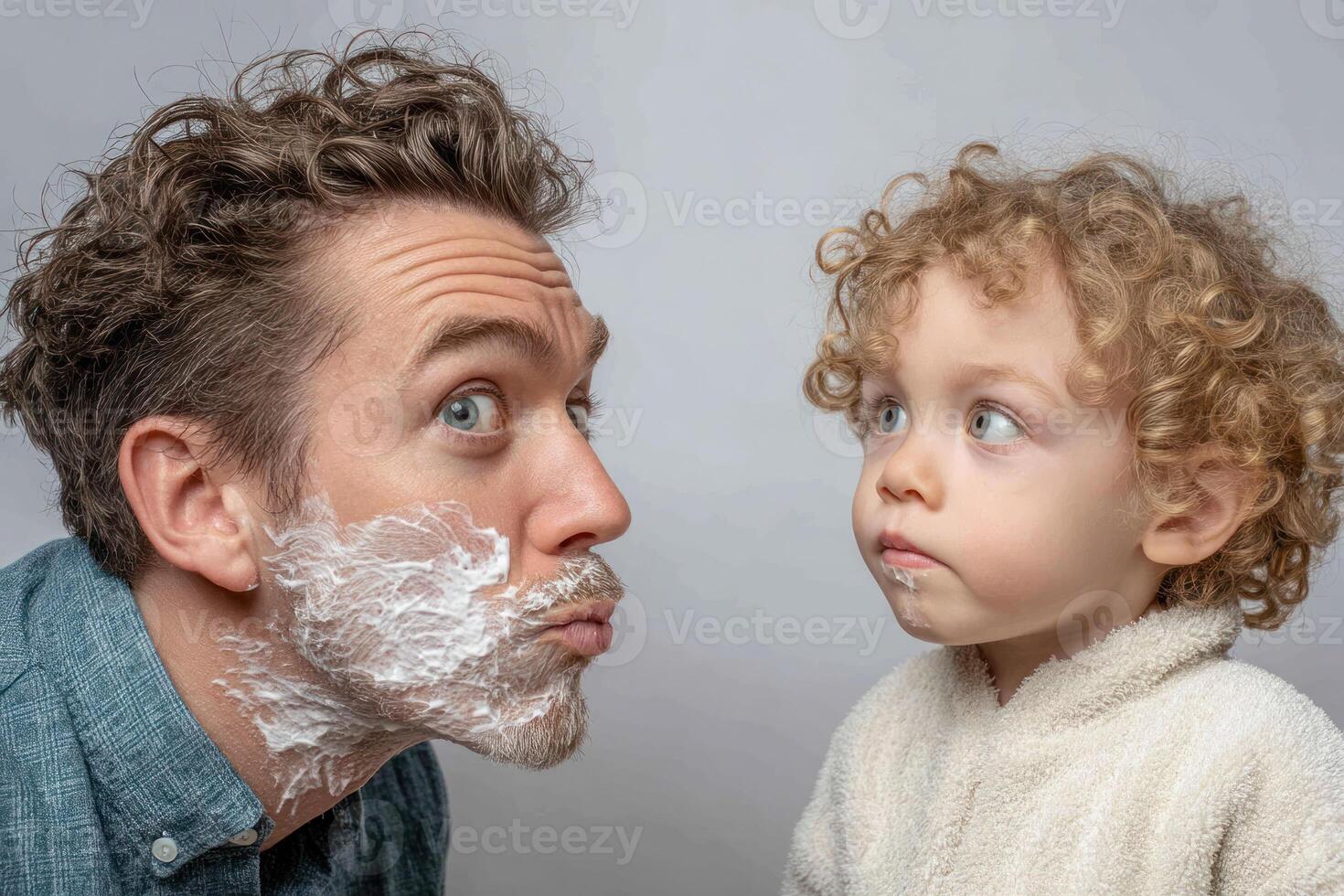 Happy moments shared on Father Day create lasting memories as father and child enjoy playful grooming time together photo
