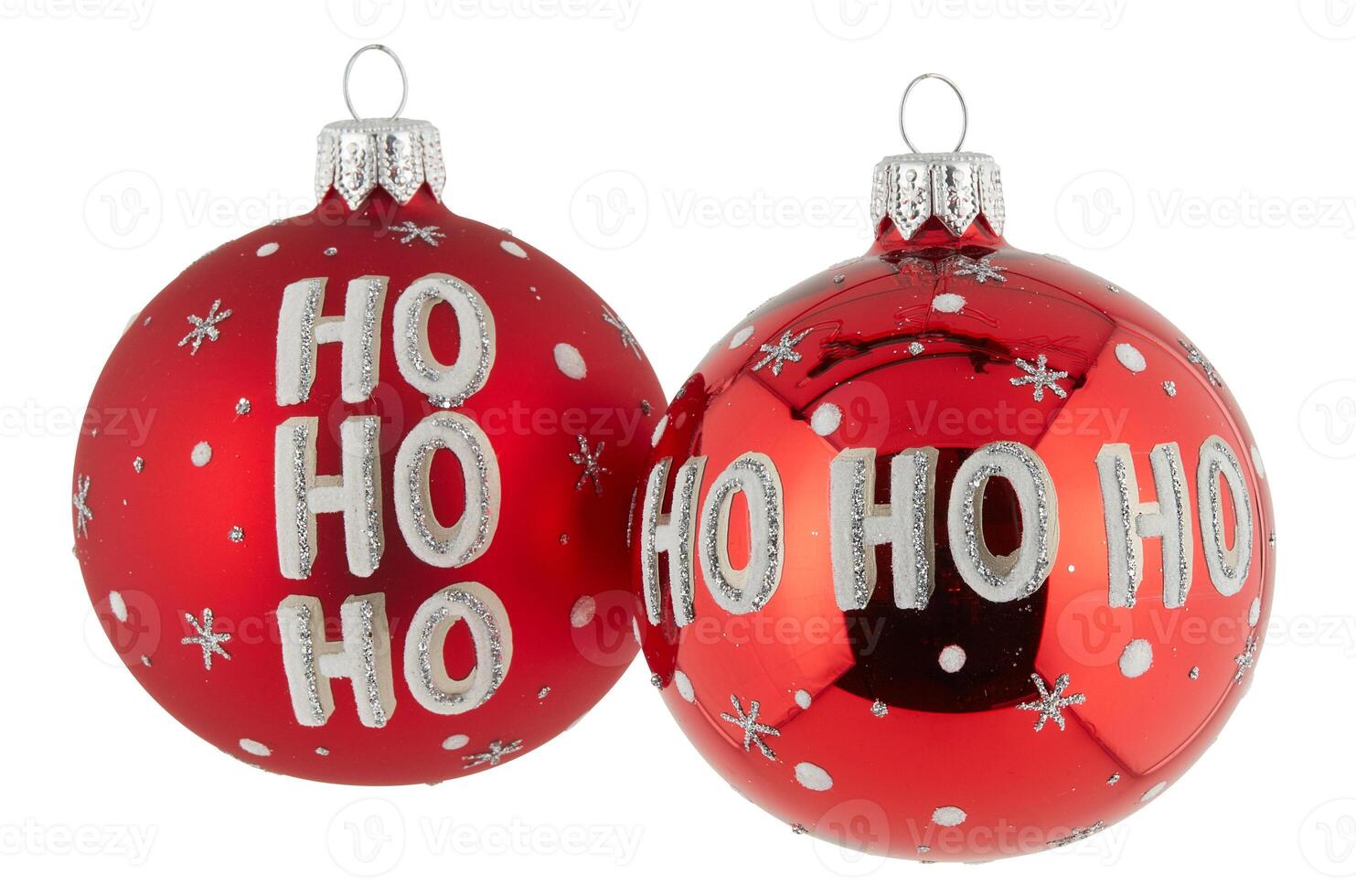 set red Christmas Snow Hanging Ball Decoration cut out isolated white background with clipping path photo