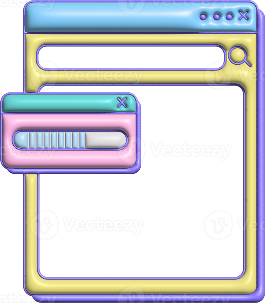 Double Browser Frames with Overlay Message Vaporwave png