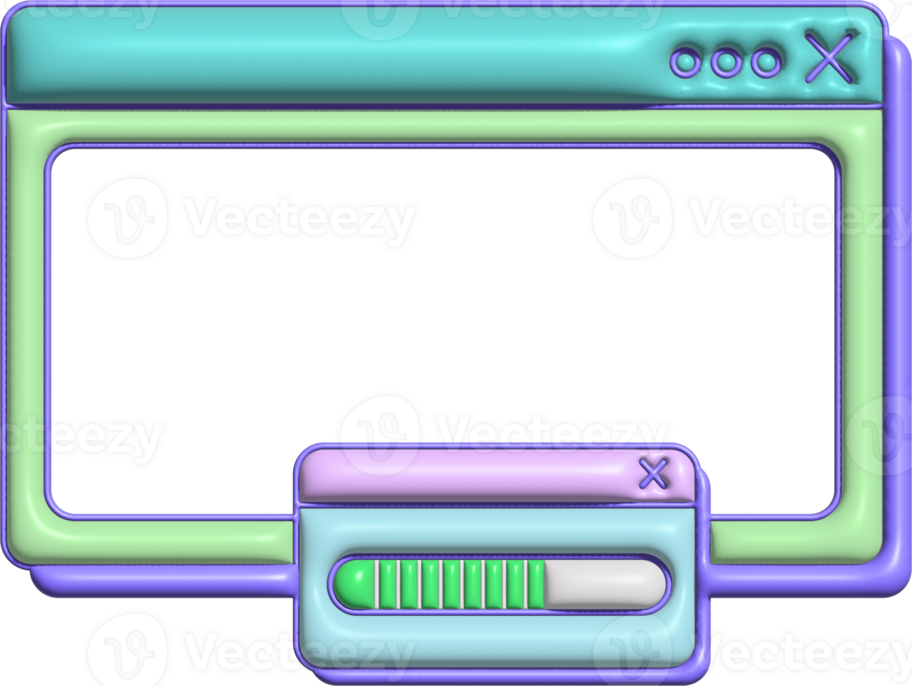 Vaporwave 3D Horizontal Window with Centered Pop-Up png