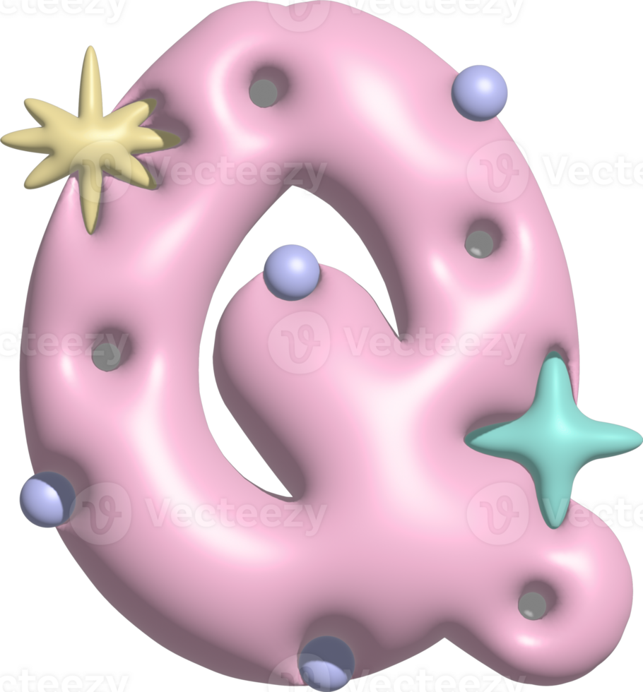 Bubblegum Pink Font Letter Q png