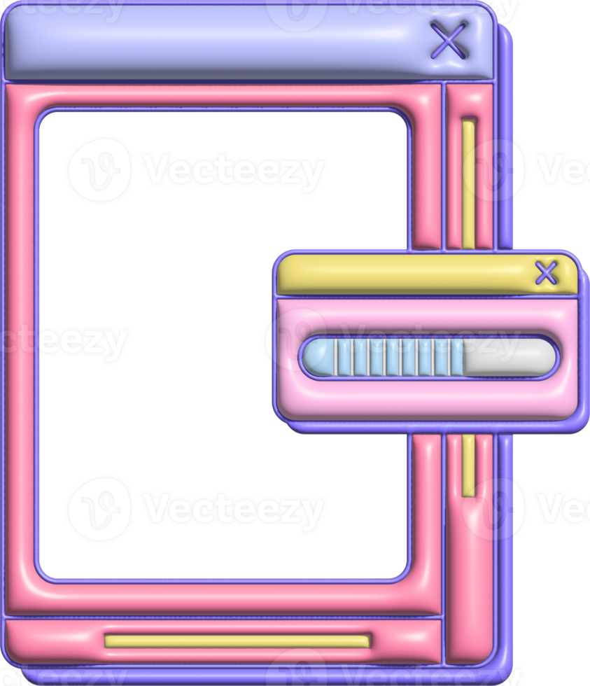 Vaporwave 3D Dual-Layered UI with Message Box png