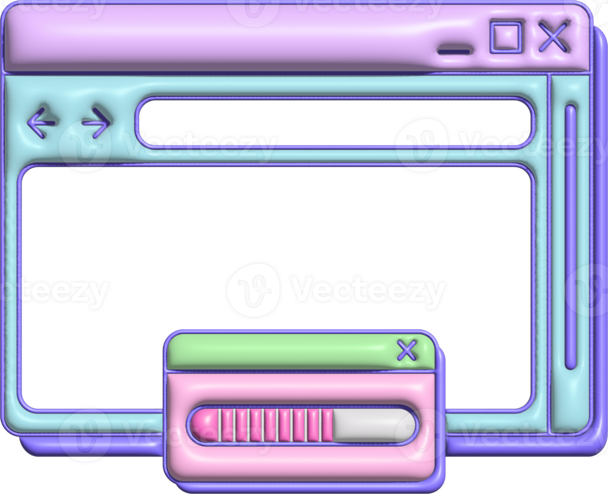 Vaporwave 3D Blue Pastel Interface with Alert png