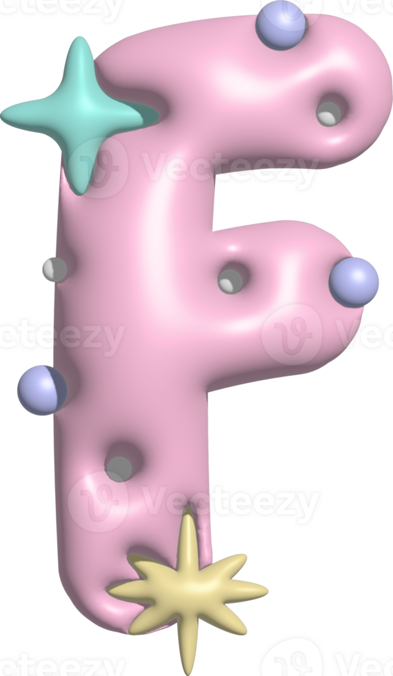 Bubblegum Pink Font Letter F png