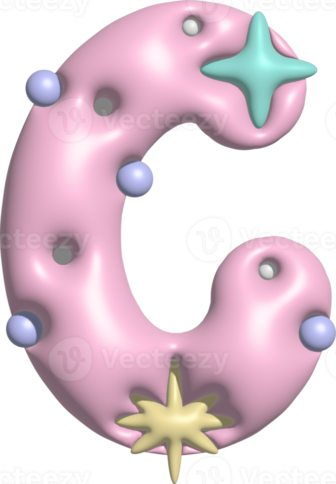 Bubblegum Pink Font Letter C png