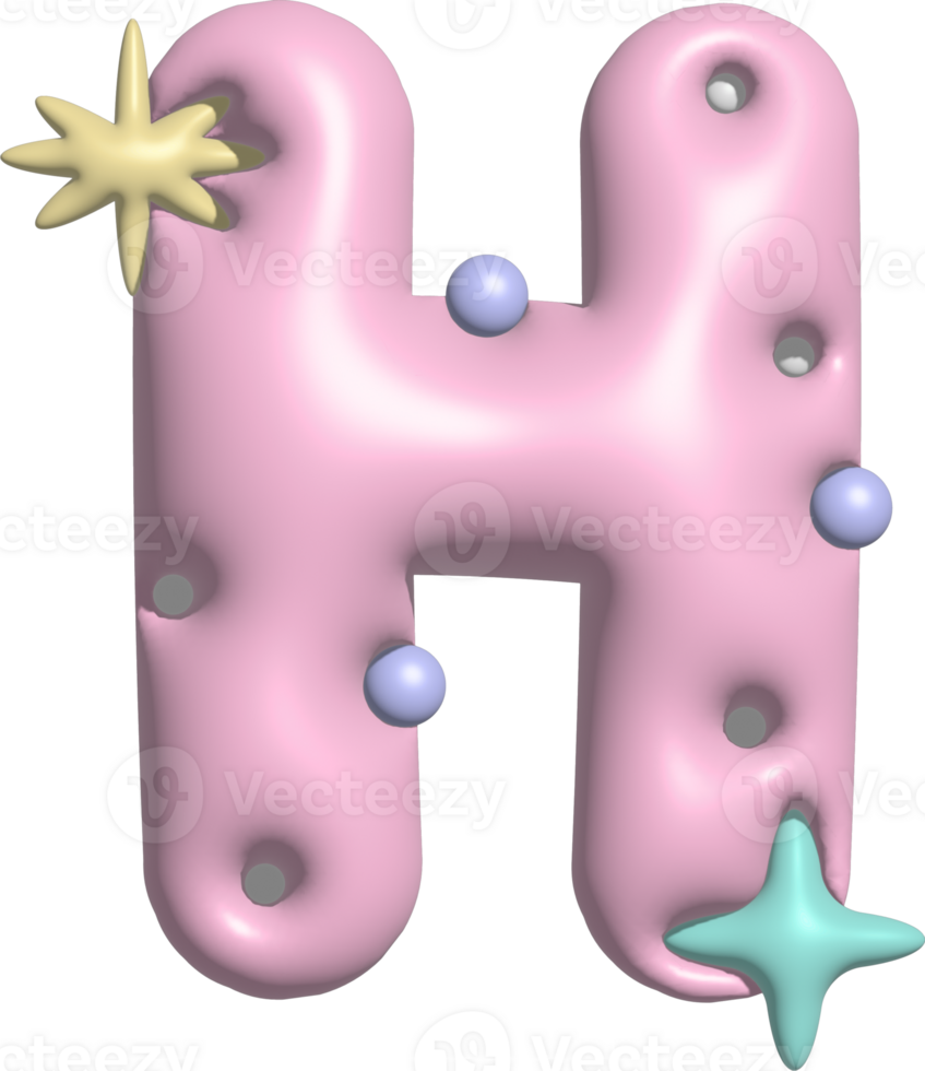 Bubblegum Pink Font Letter H png
