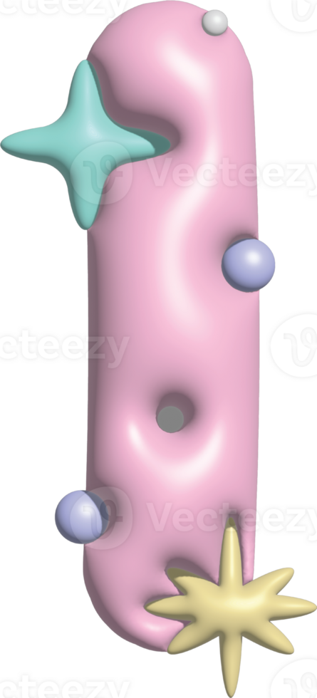 Bubblegum Pink Font Letter I png
