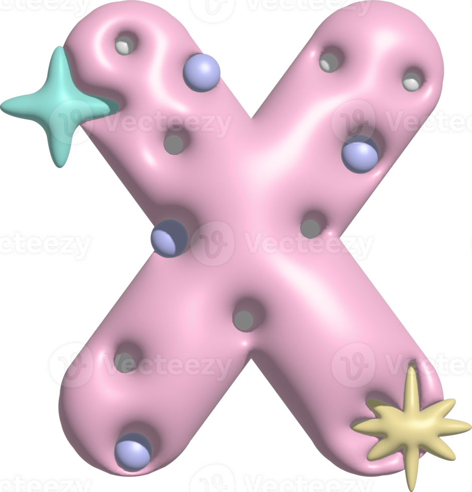 Bubblegum Pink Font Letter X png