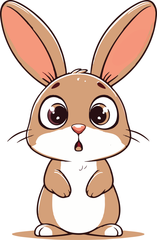 Cartoon rabbit with big ears and big eyes png
