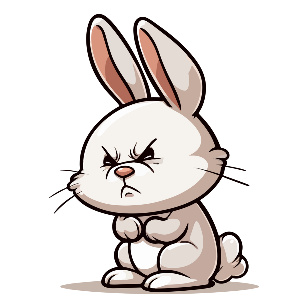 Cartoon angry rabbit with angry eyes png