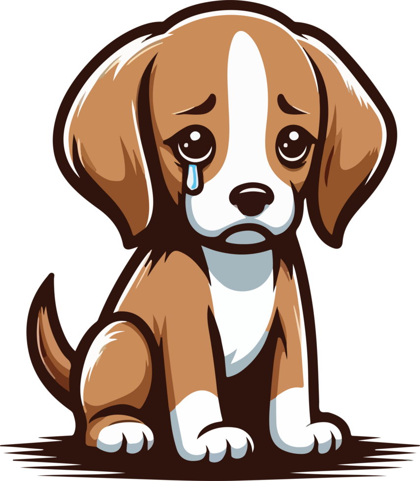 A cartoon dog with tears on its face png