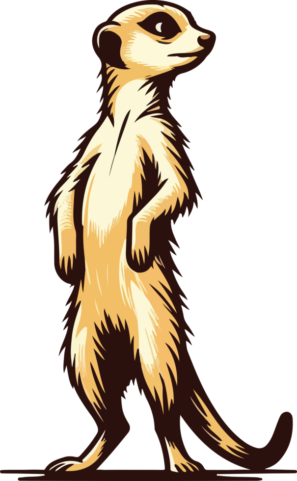 Alert Meerkat Standing Upright Cute Wildlife Illustration png