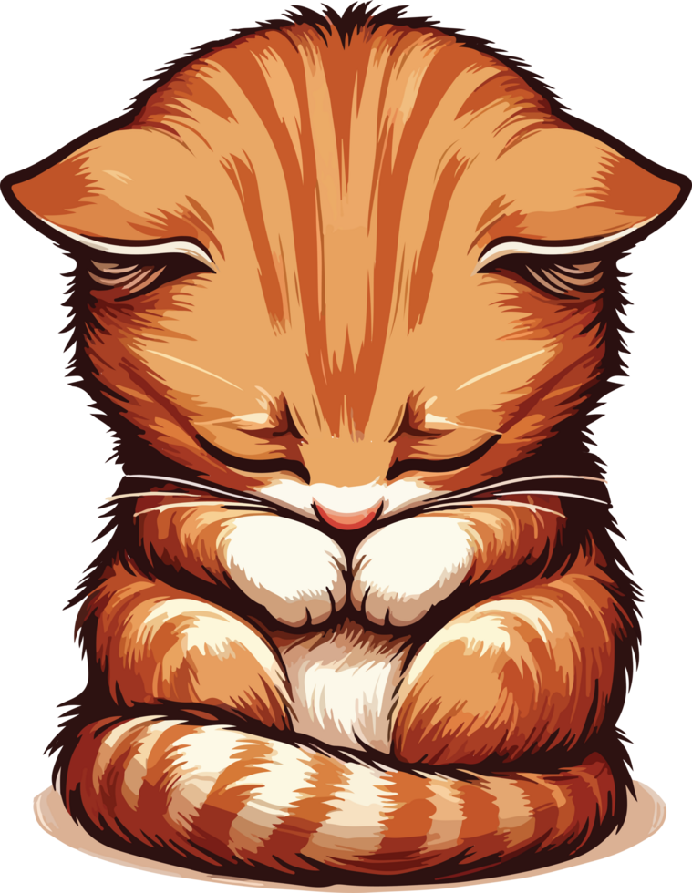 A cartoon cat sitting down with its paws folded png
