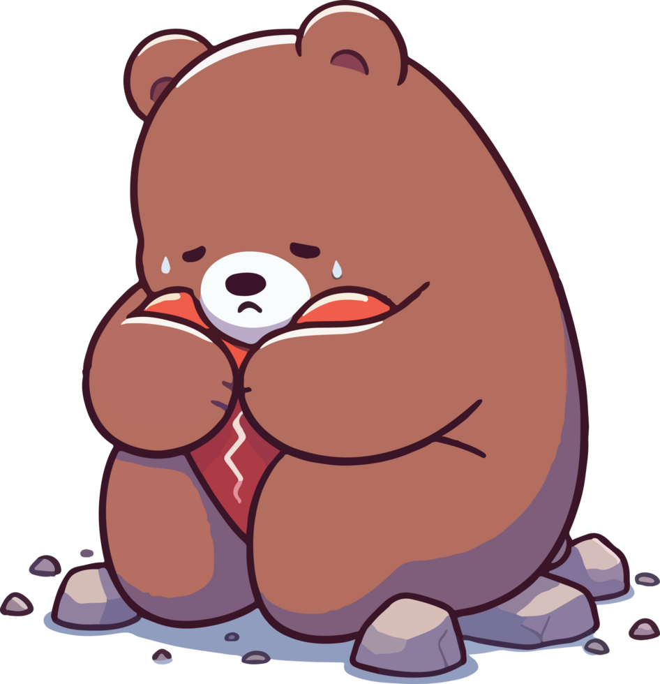 A brown bear holding a heart in its hands png
