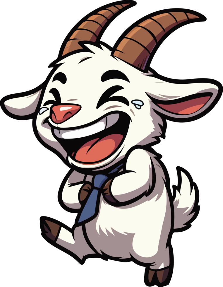 A cartoon goat with a tie and a smile png