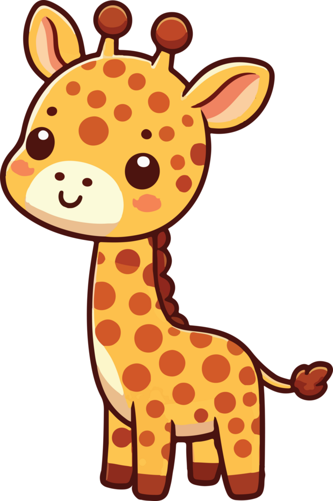 Adorable Cartoon Giraffe Standing Upright Cute Safari Animal Illustration png