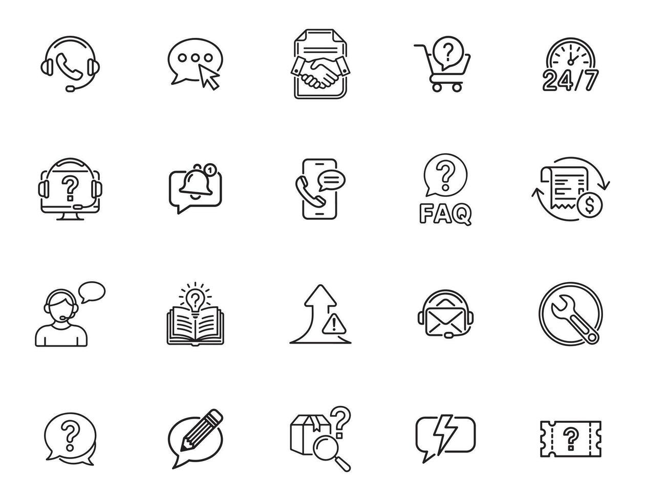 Client Service and Communication Icons Set vector