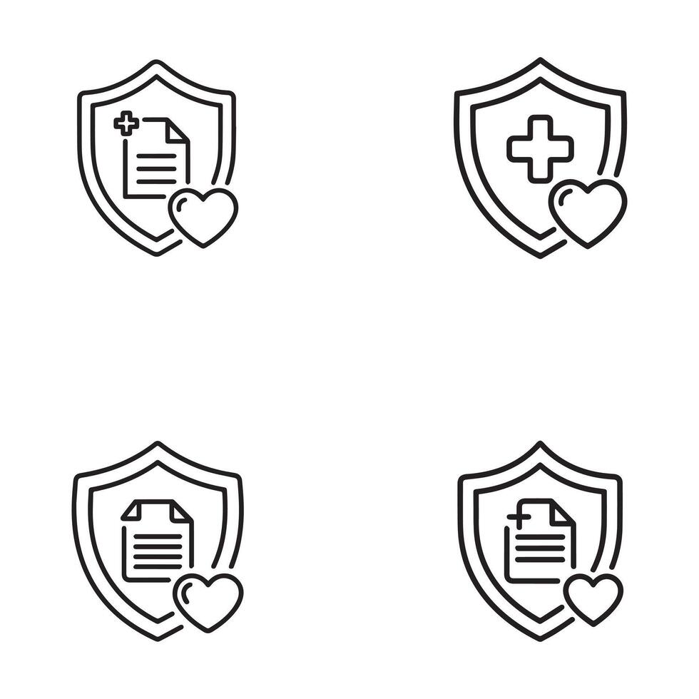 Secure Medical Records Shield Icons for Healthcare vector