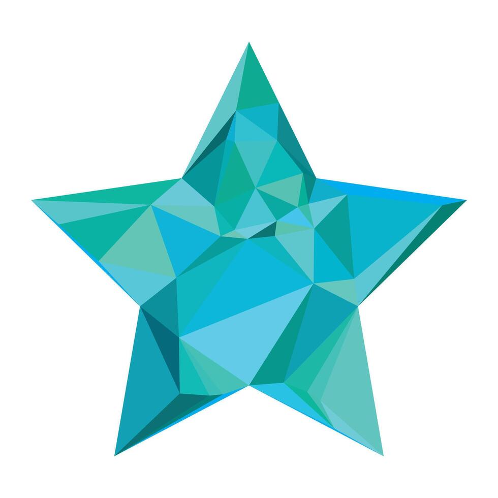 Geometric Turquoise Star with Low-Poly Design Theme vector