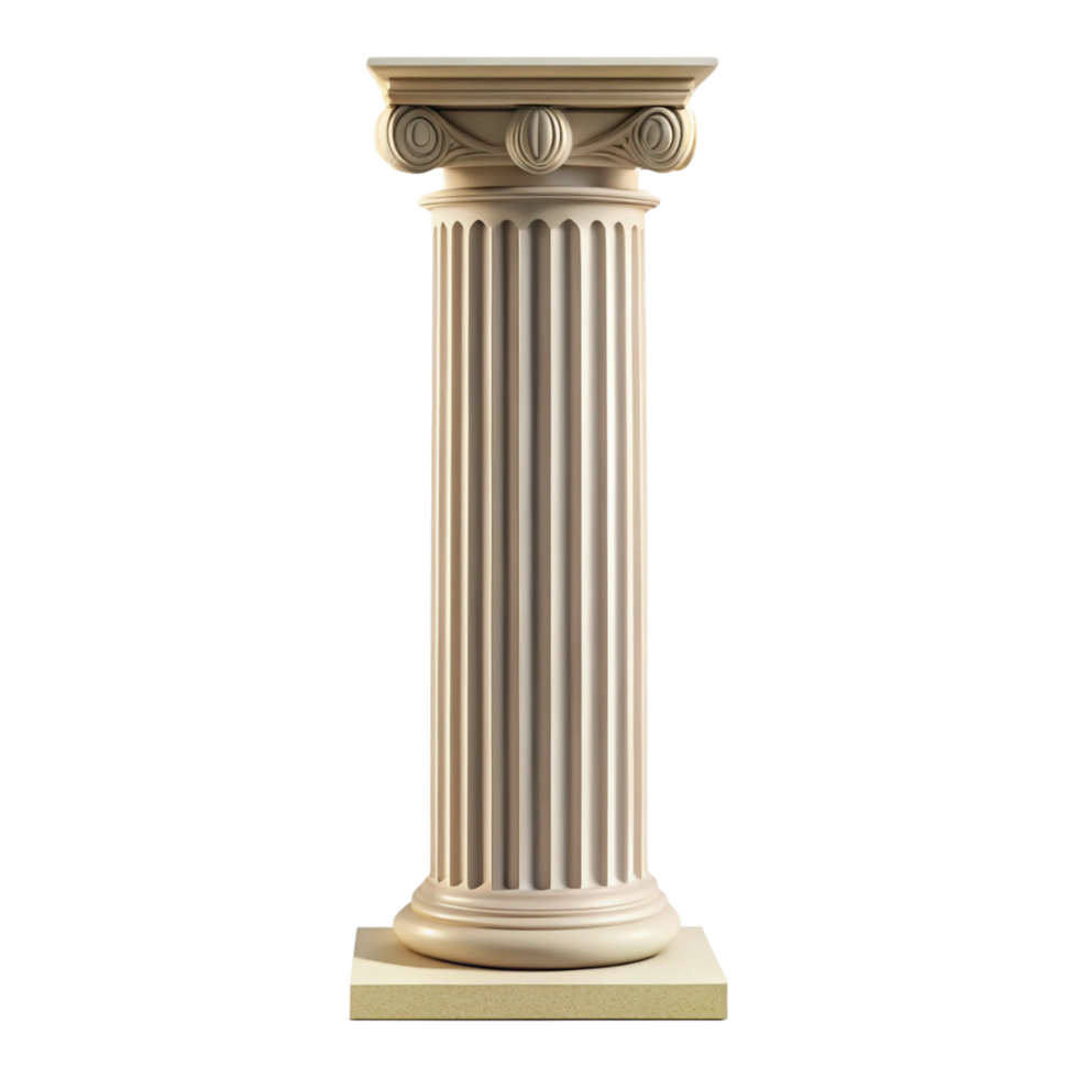 Classical Style Beige Stone Column with Square Base and Detailed Capital png