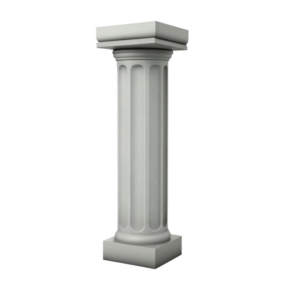 A Classic Marble Column on a Square Base 3D Render Isolated on png